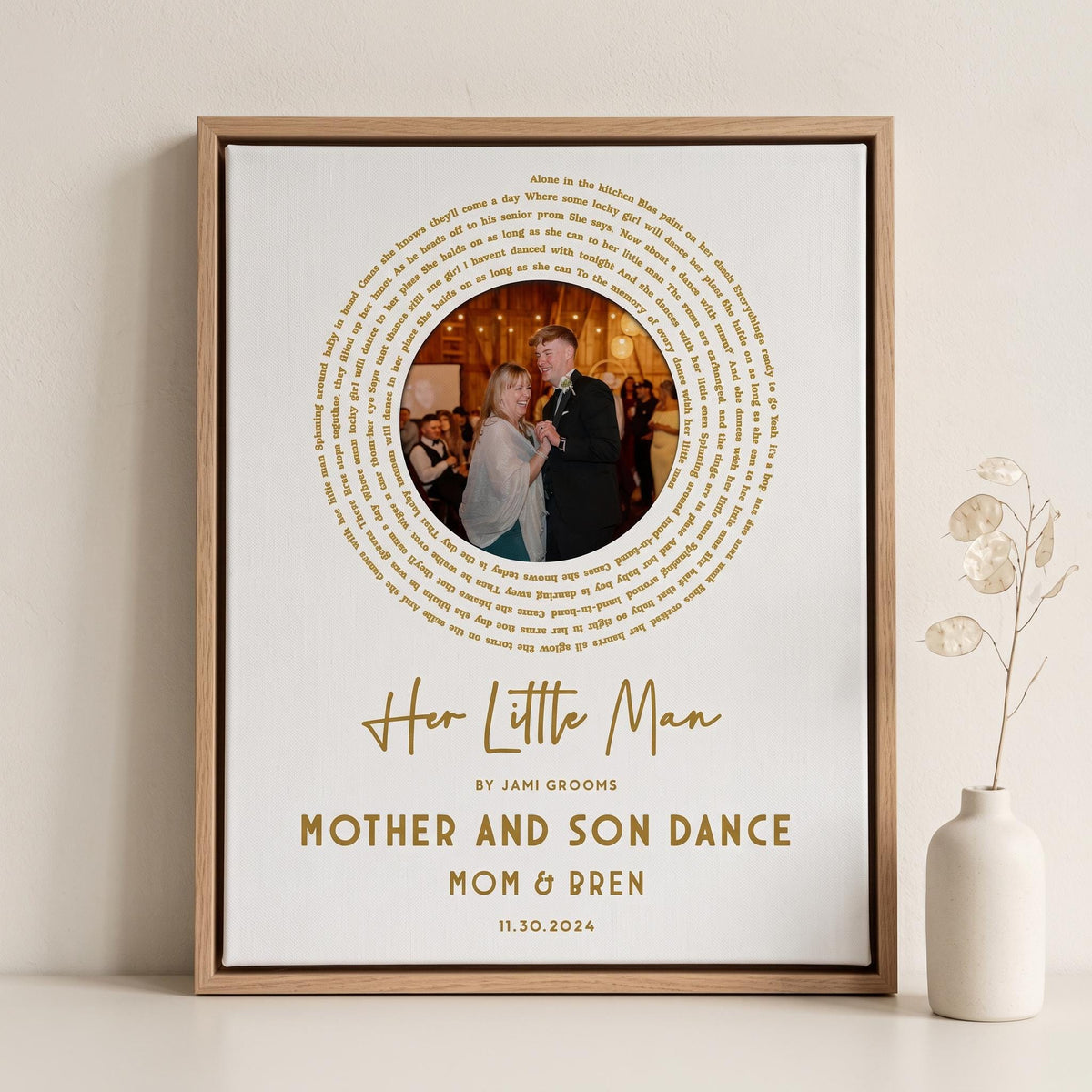 Mother Son Dance Song Lyrics Frame: Personalized Wedding Keepsake Gift