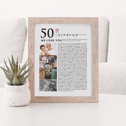 50 Reasons We Love You Photo Collage - Personalized Canvas Print