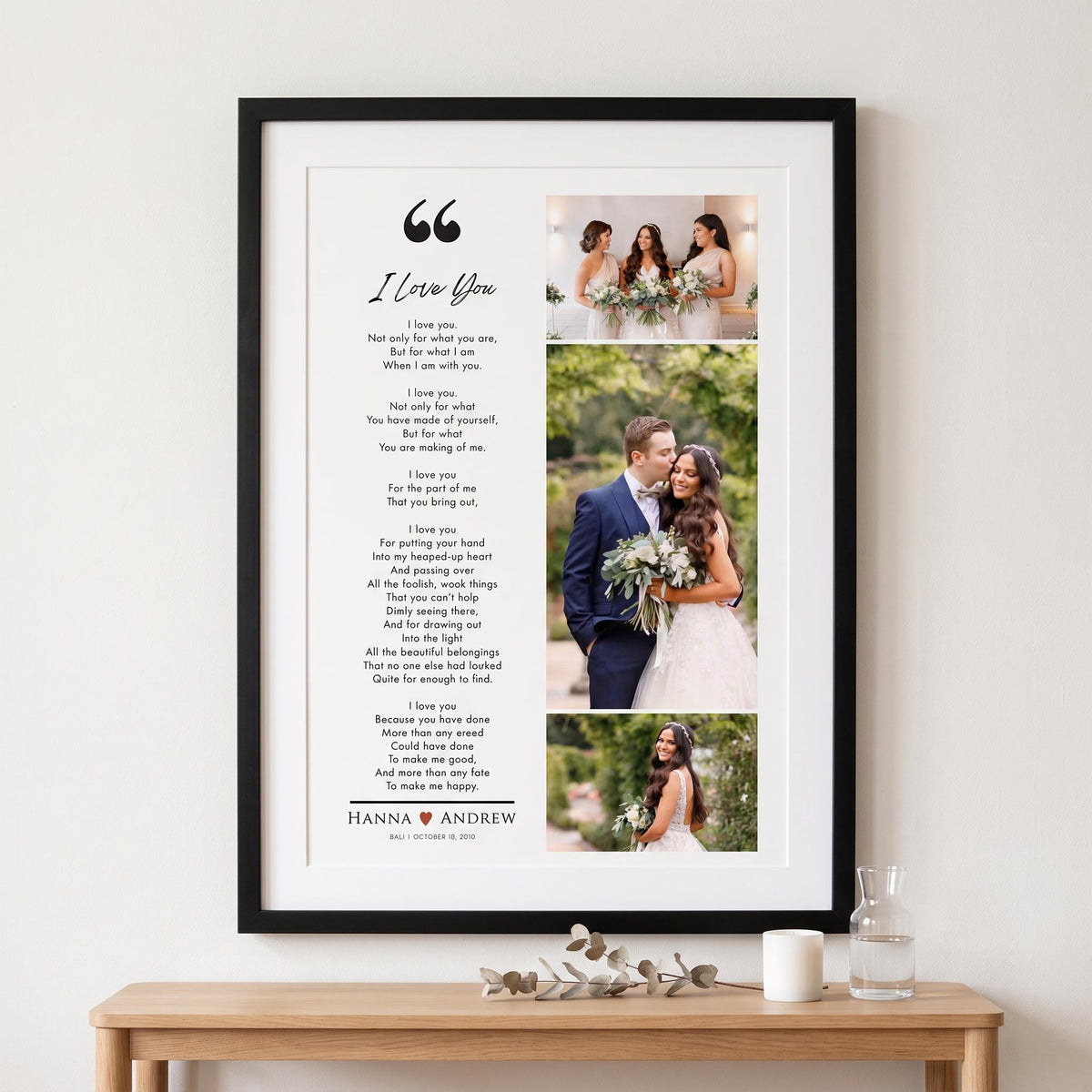 Custom Wedding Photo Collage Print with Poem, Anniversary Gift