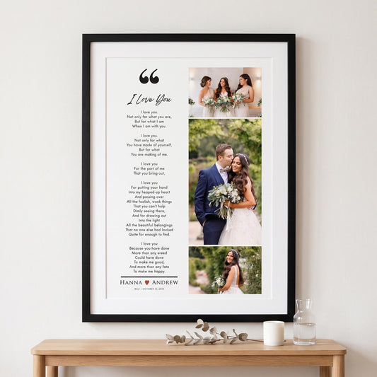 Custom Wedding Photo Collage Print with Poem, Anniversary Gift