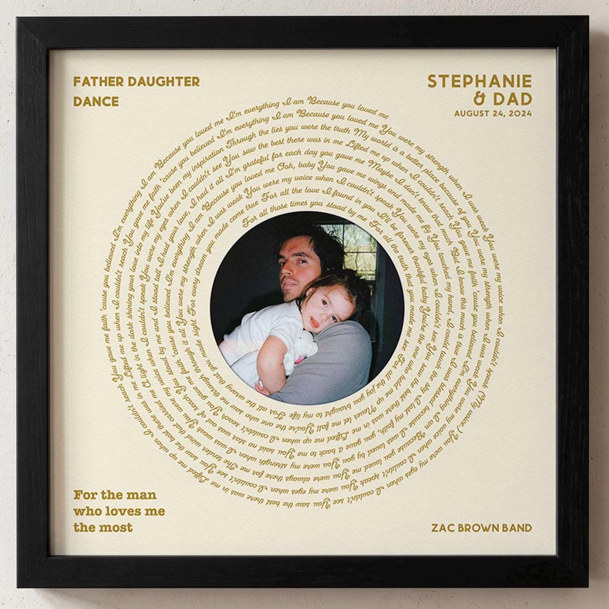 Father Daughter Dance: Wedding Song, Custom Vinyl Lyrics Print for Bride and Christmas Gift