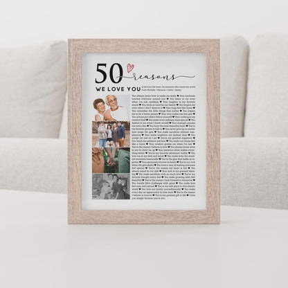 50 Reasons We Love You Photo Collage - Personalized Canvas Print