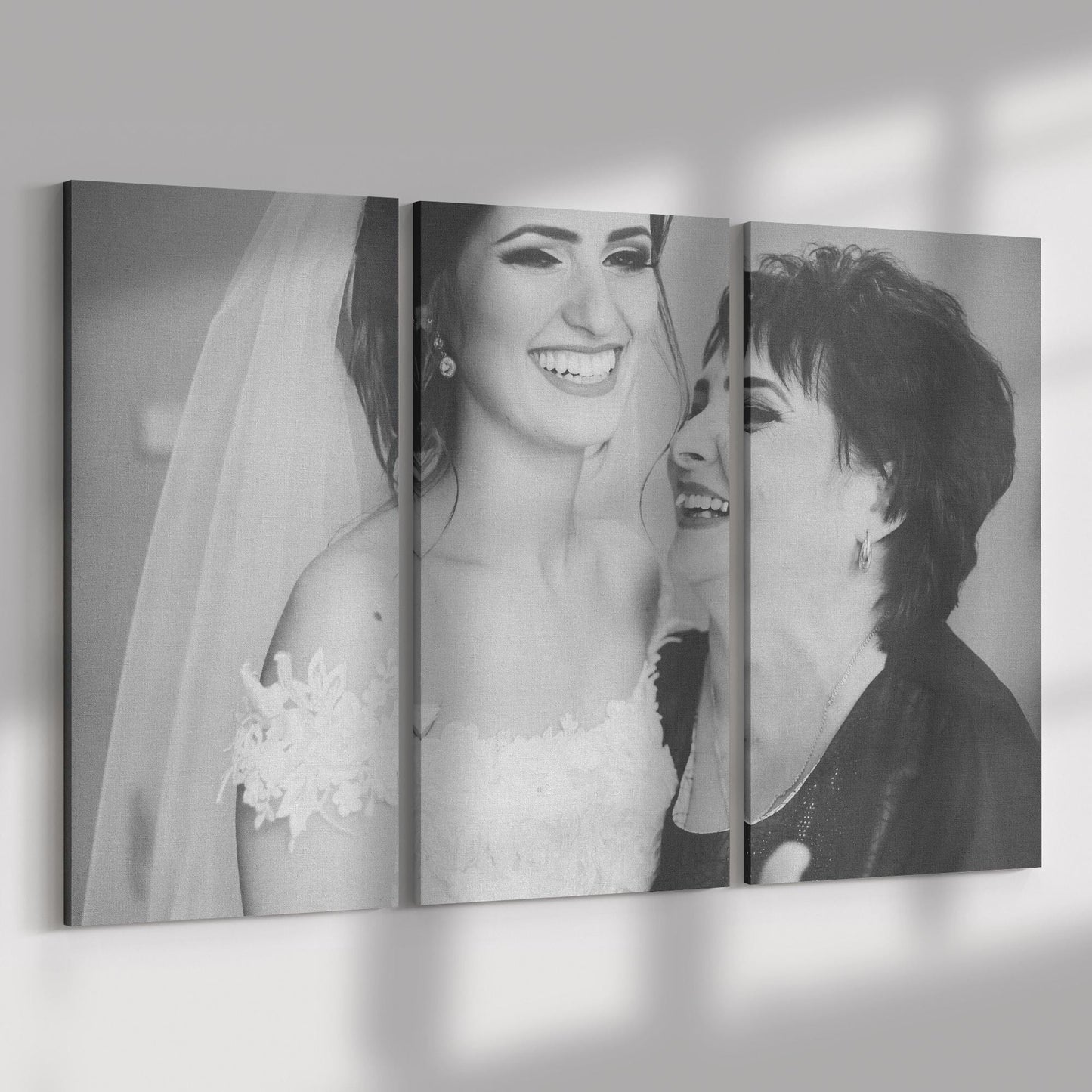 Mother Of The Bride Gift : 3 Panel Set Wedding Photo Canvas Print Triptych Wall Art