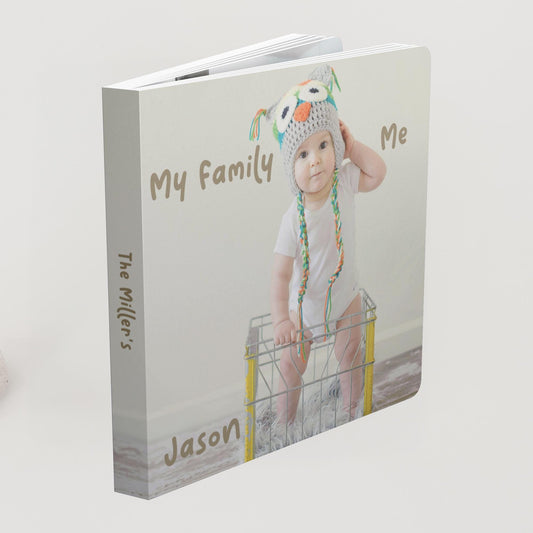 Custom 1st Birthday Board Book for Baby | Personalized Family Photo Album