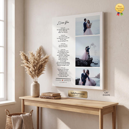 Custom Picture Frame Wedding Photo Collage: Poem Anniversary Gift for Husband Wife