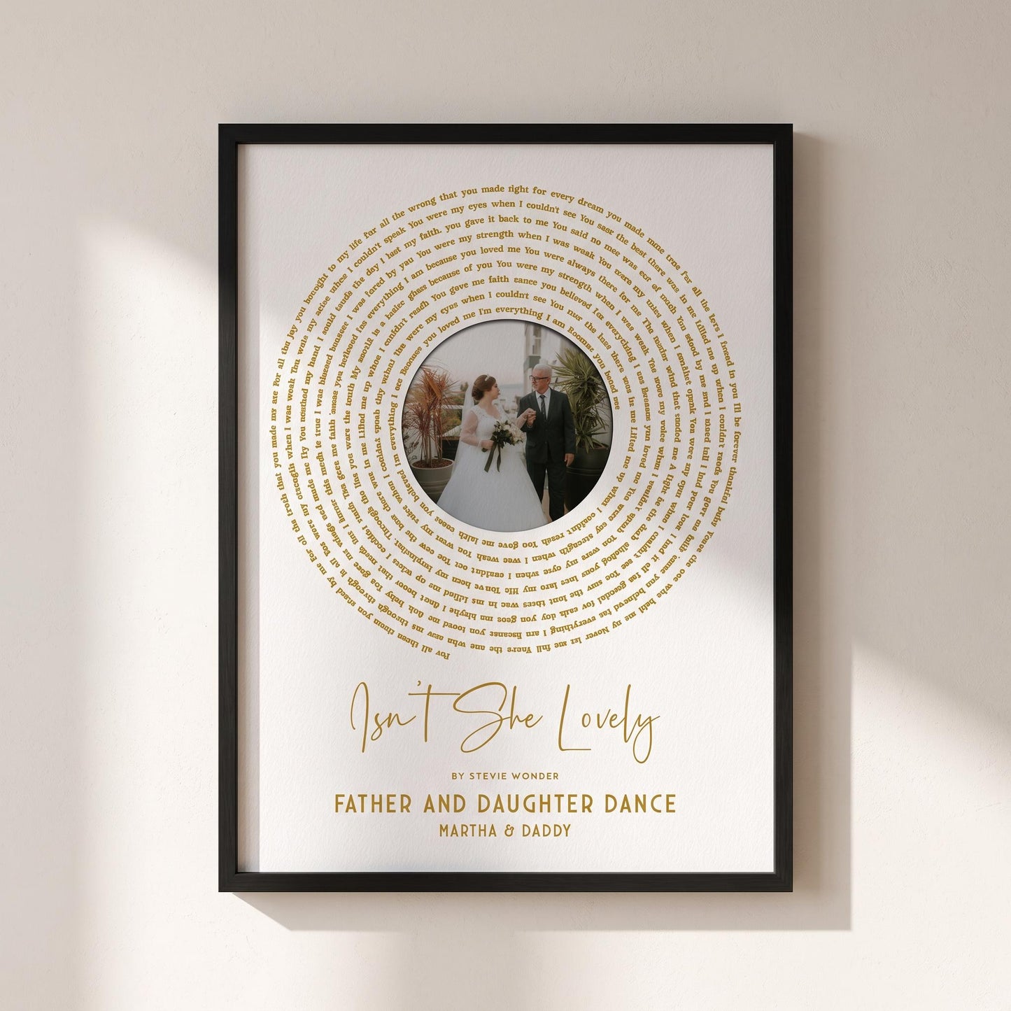 Father of the Bride Gift: Sentimental Song Lyrics Wall Art for Christmas Keepsake