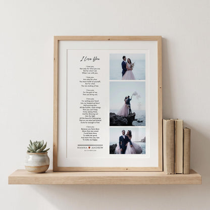 Custom Picture Frame Wedding Photo Collage: Poem Anniversary Gift for Husband Wife