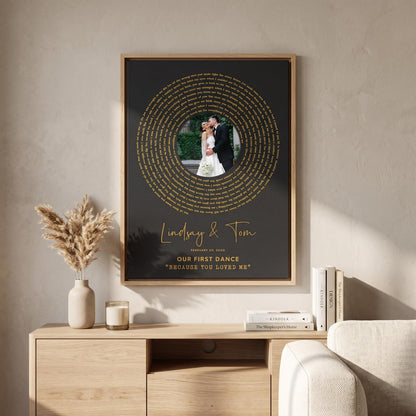 First Dance Lyrics Wall Art: Wedding Song Anniversary Gift