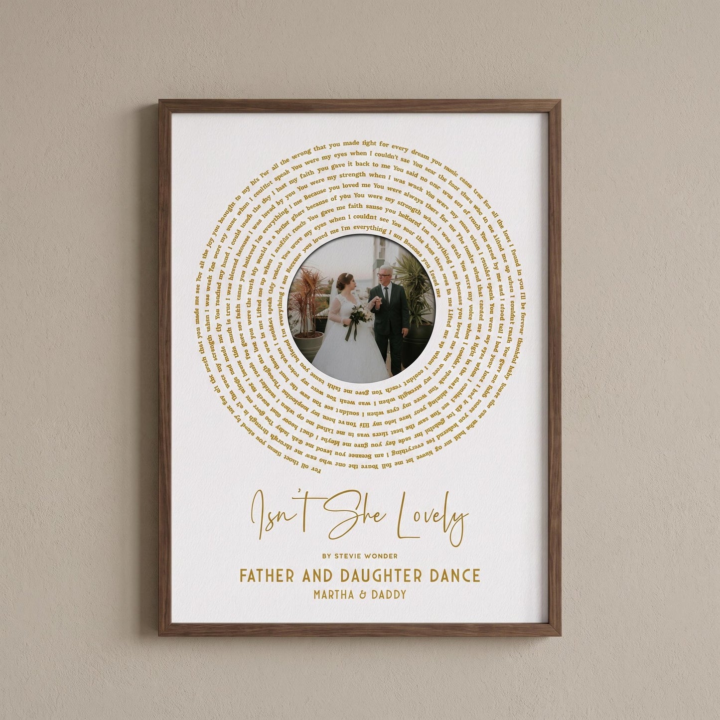 Father of the Bride Gift: Sentimental Song Lyrics Wall Art for Christmas Keepsake