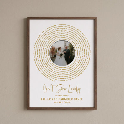 Father of the Bride Gift: Sentimental Song Lyrics Wall Art for Christmas Keepsake