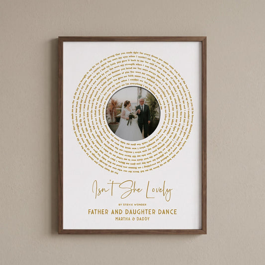 Father of the Bride Gift: Sentimental Song Lyrics Wall Art for Christmas Keepsake