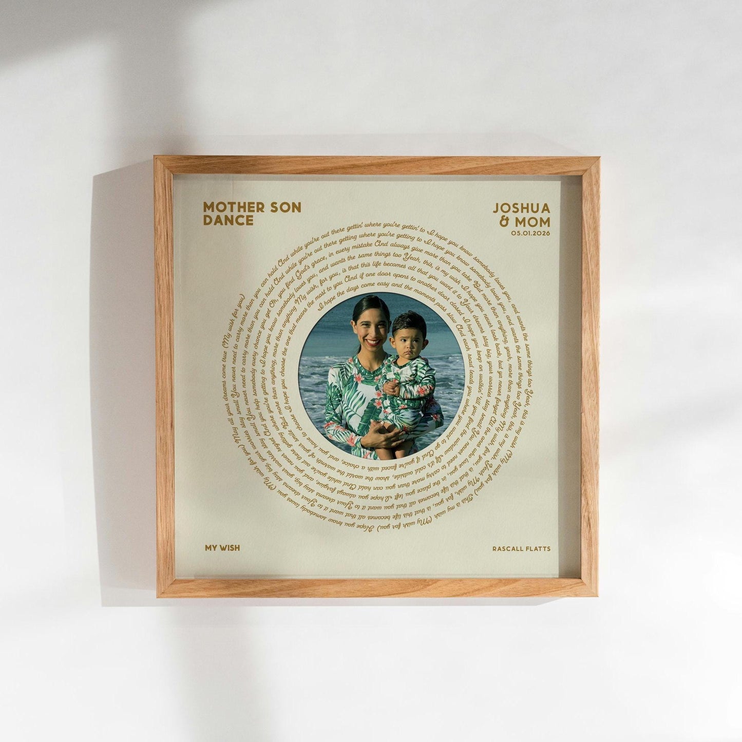 Mother of The Groom Gift: Mom Son Dance Song Lyrics - Custom Vinyl Print Framed Picture