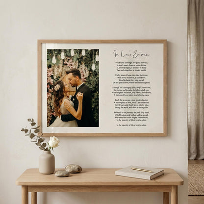 Custom Poem Print with Photo on Framed Canvas: Wedding Song Lyrics, Newlywed Gift