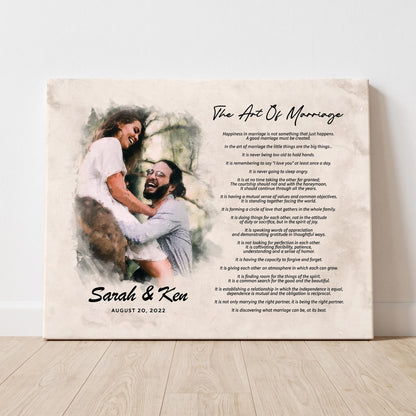 Art of Marriage Poem Print: Personalized Watercolor Couple Art Wedding Anniversary Gift
