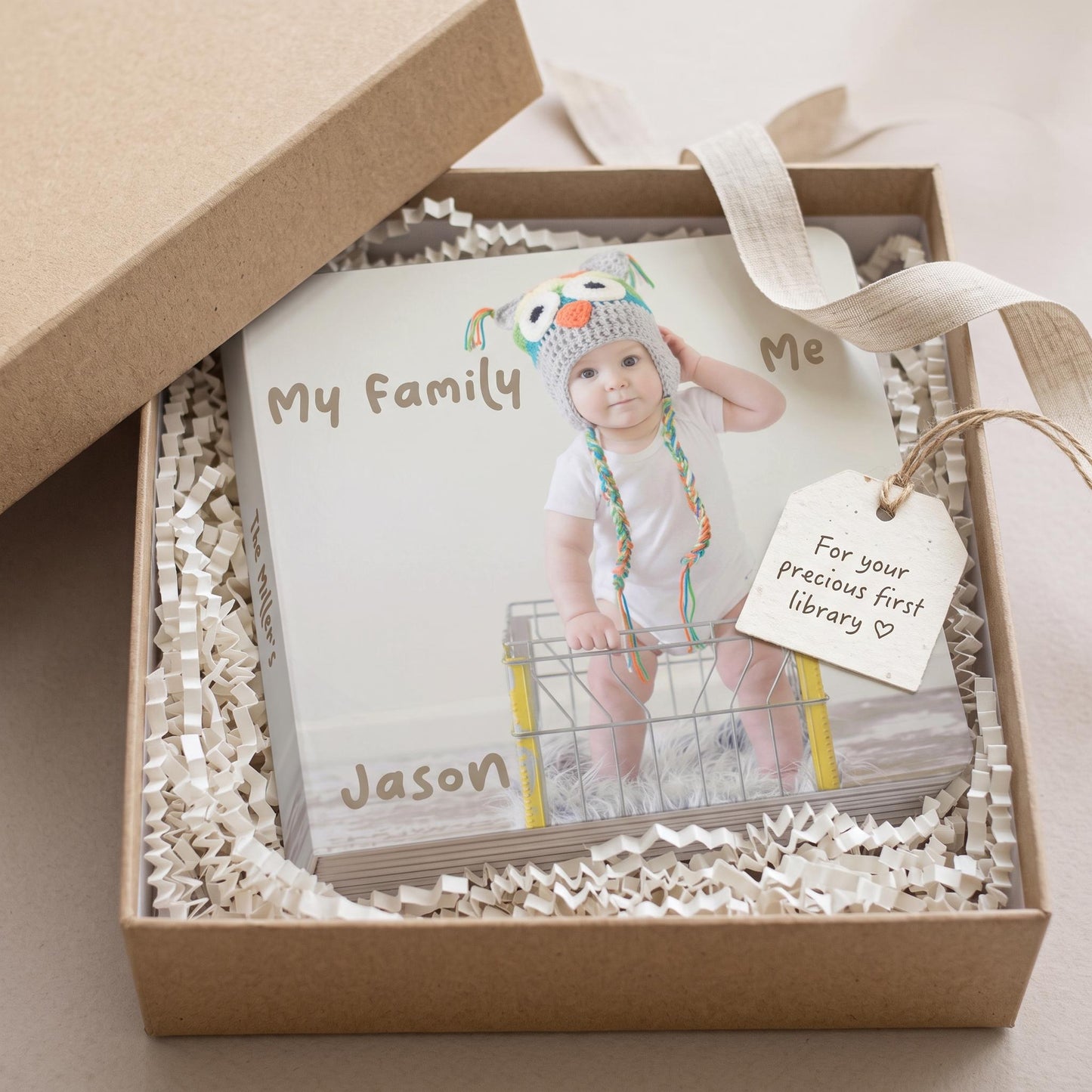 Custom 1st Birthday Board Book for Baby | Personalized Family Photo Album