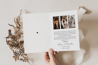 Wedding Thank You Cards Watercolor Portrait: Personalized Photo Folded Card