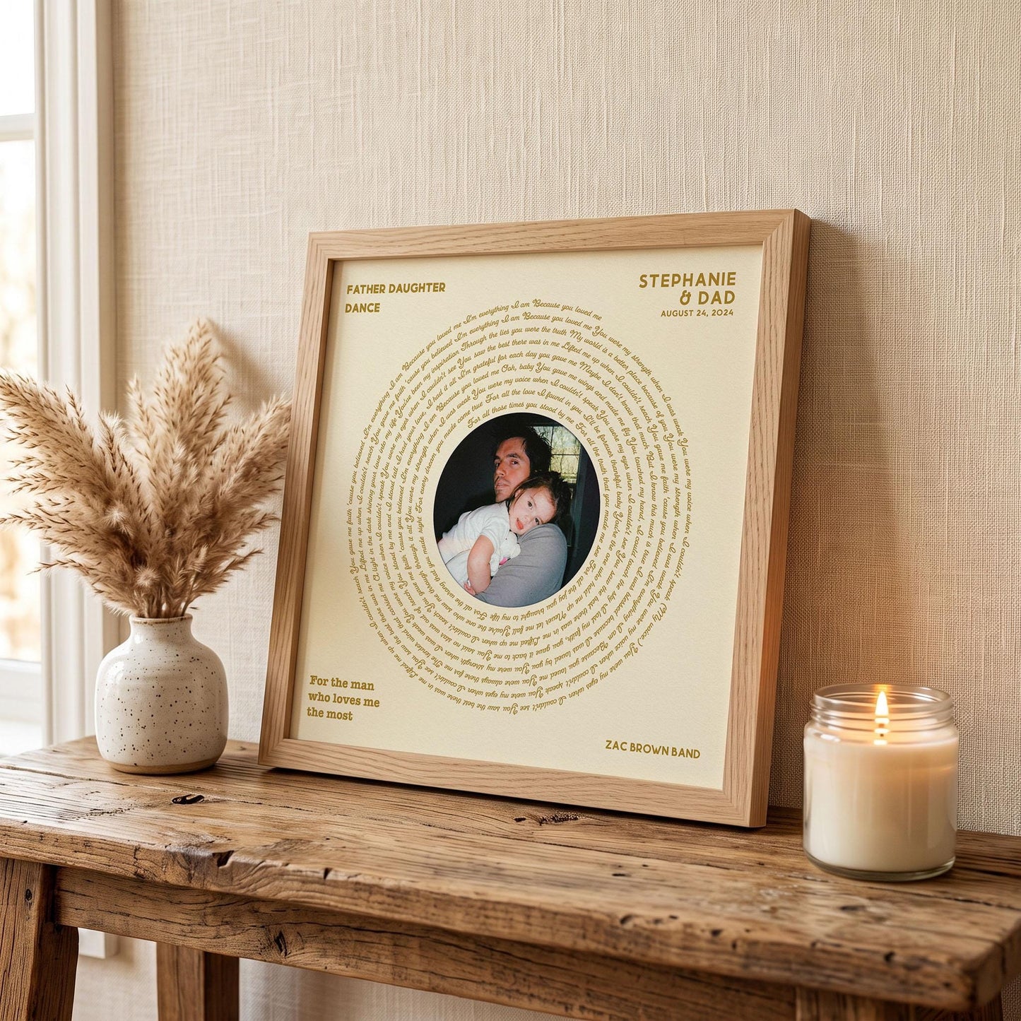 Father Daughter Dance: Wedding Song, Custom Vinyl Lyrics Print for Bride and Christmas Gift