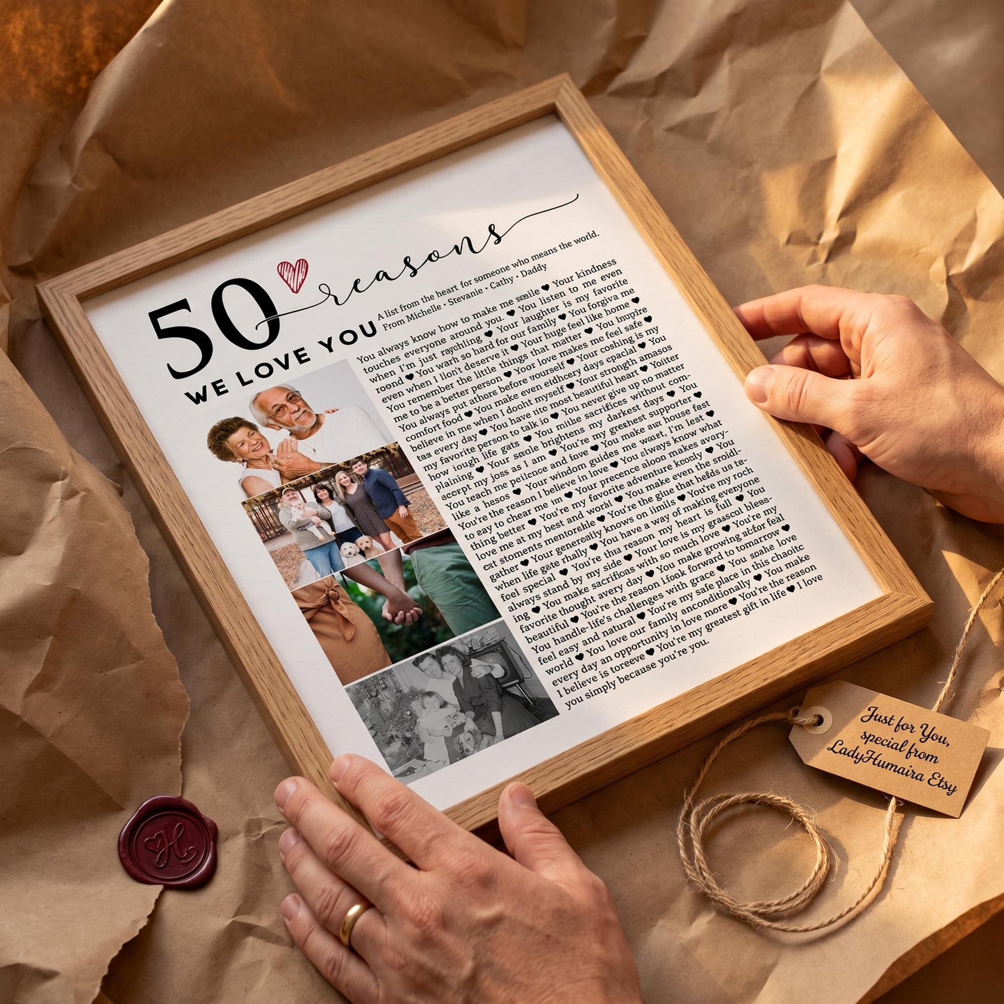50 Reasons We Love You Photo Collage - Personalized Canvas Print