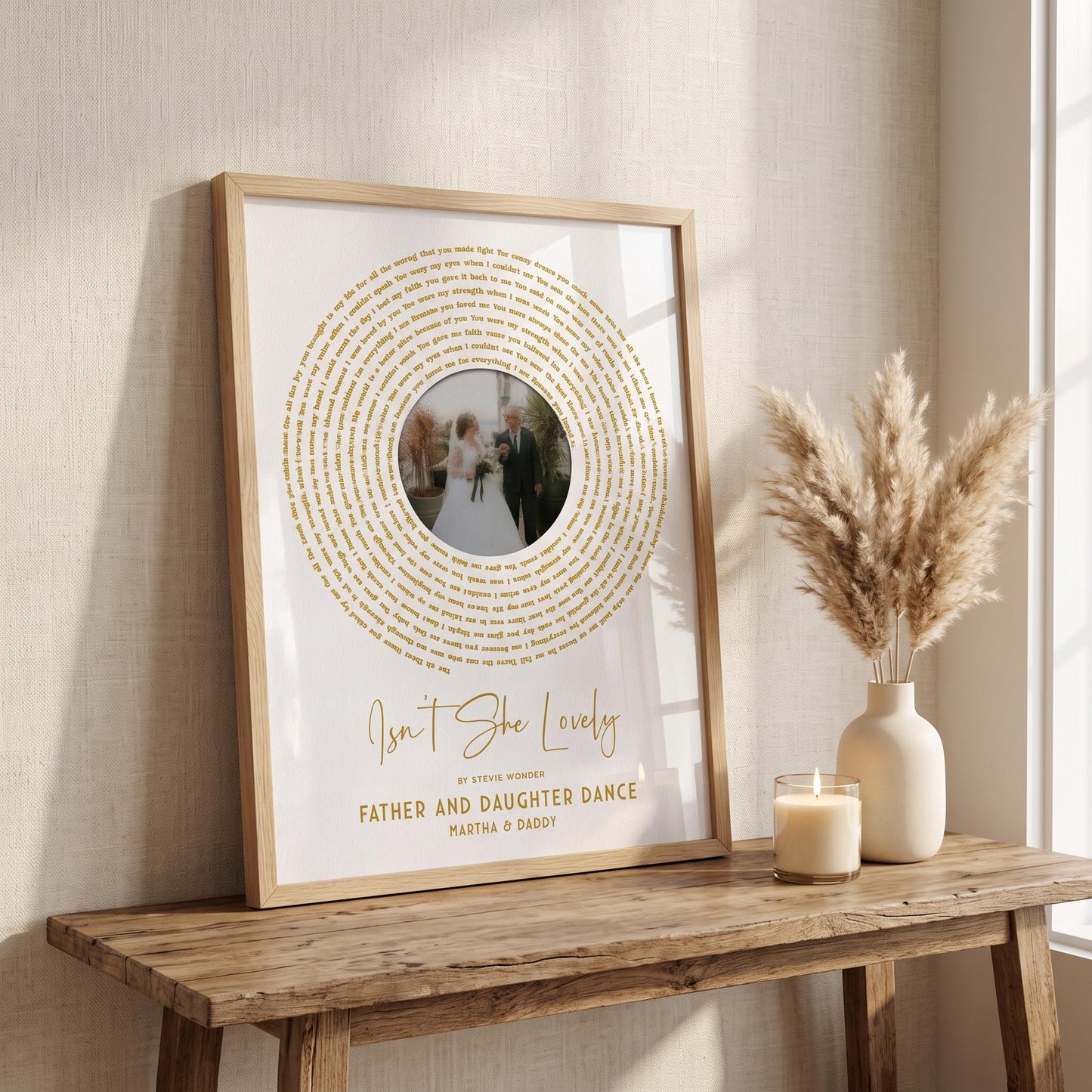 Father of the Bride Gift: Sentimental Song Lyrics Wall Art for Christmas Keepsake