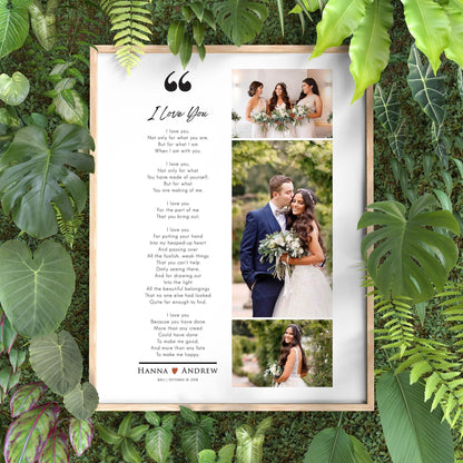 Custom Wedding Photo Collage Print with Poem, Anniversary Gift