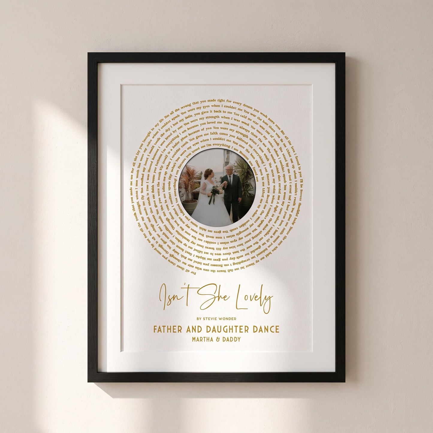 Father of the Bride Gift: Sentimental Song Lyrics Wall Art for Christmas Keepsake