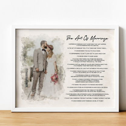 Wedding Song Lyrics with Watercolor Portrait: Anniversary Gift