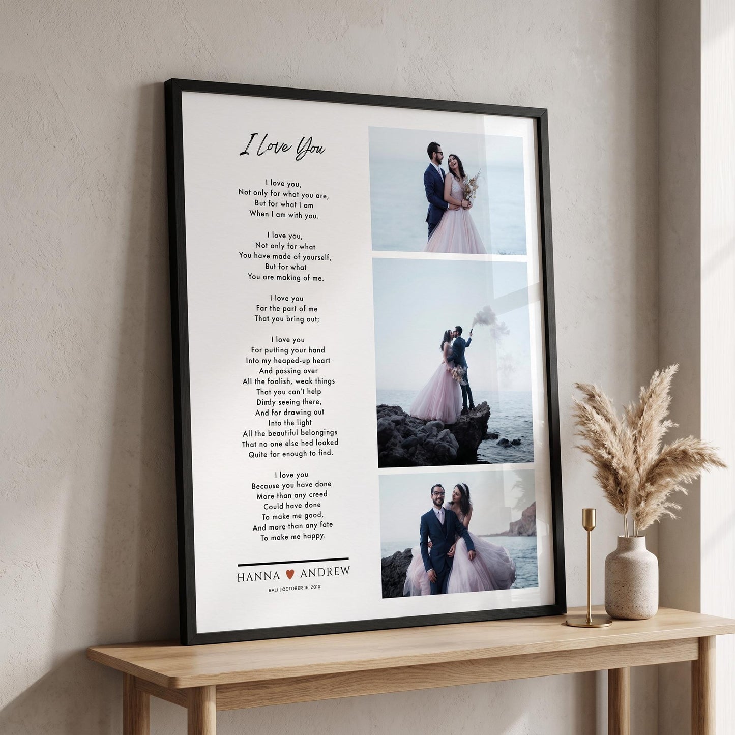 Custom Picture Frame Wedding Photo Collage: Poem Anniversary Gift for Husband Wife