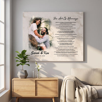 Art of Marriage Poem Print: Personalized Watercolor Couple Art Wedding Anniversary Gift