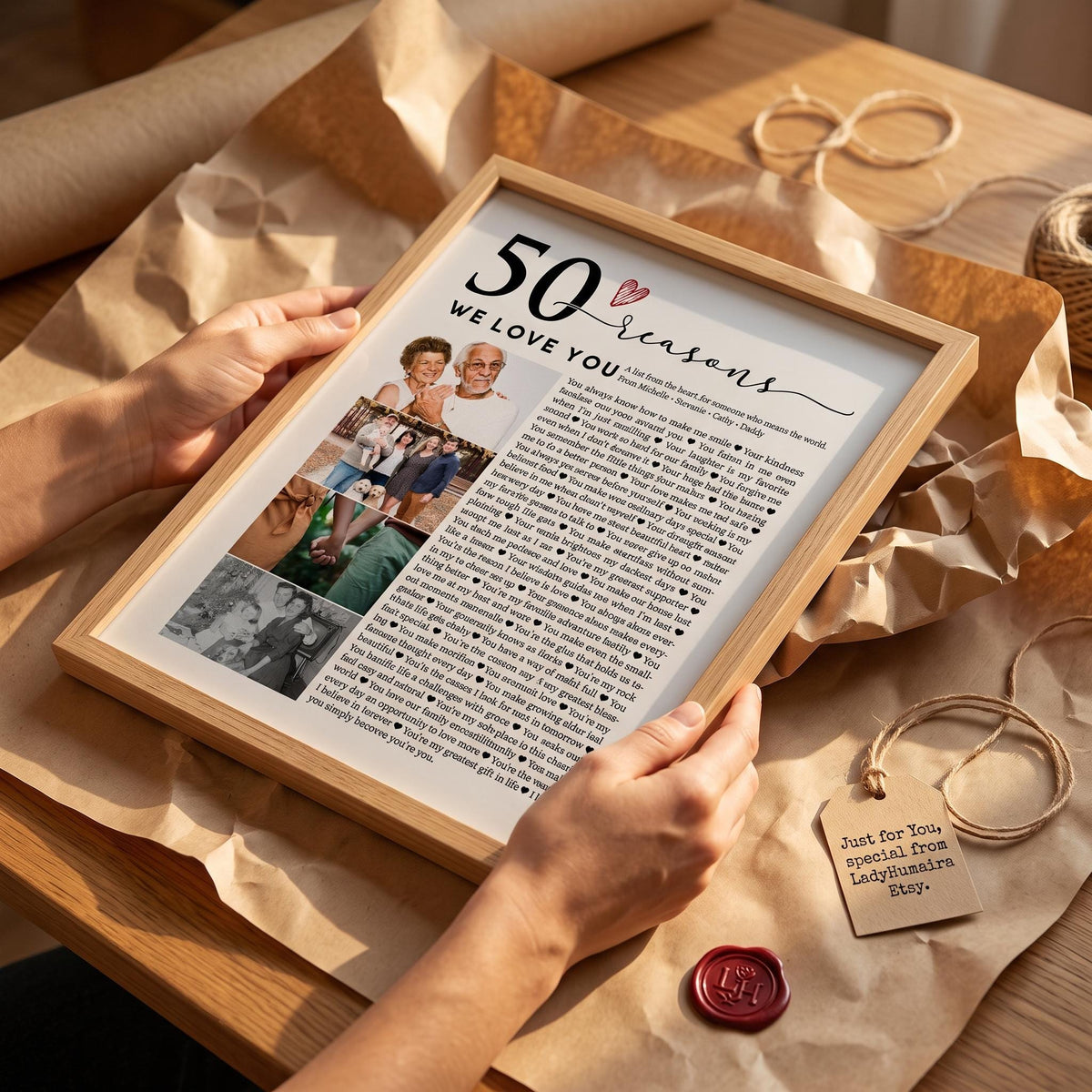 50 Reasons We Love You Photo Collage - Personalized Canvas Print