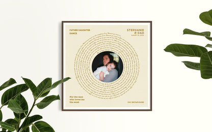 Father Daughter Dance: Wedding Song, Custom Vinyl Lyrics Print for Bride and Christmas Gift
