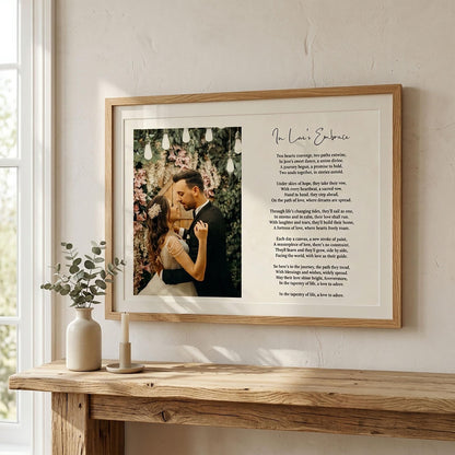 Custom Poem Print with Photo on Framed Canvas: Wedding Song Lyrics, Newlywed Gift