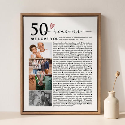 50 Reasons We Love You Photo Collage - Personalized Canvas Print