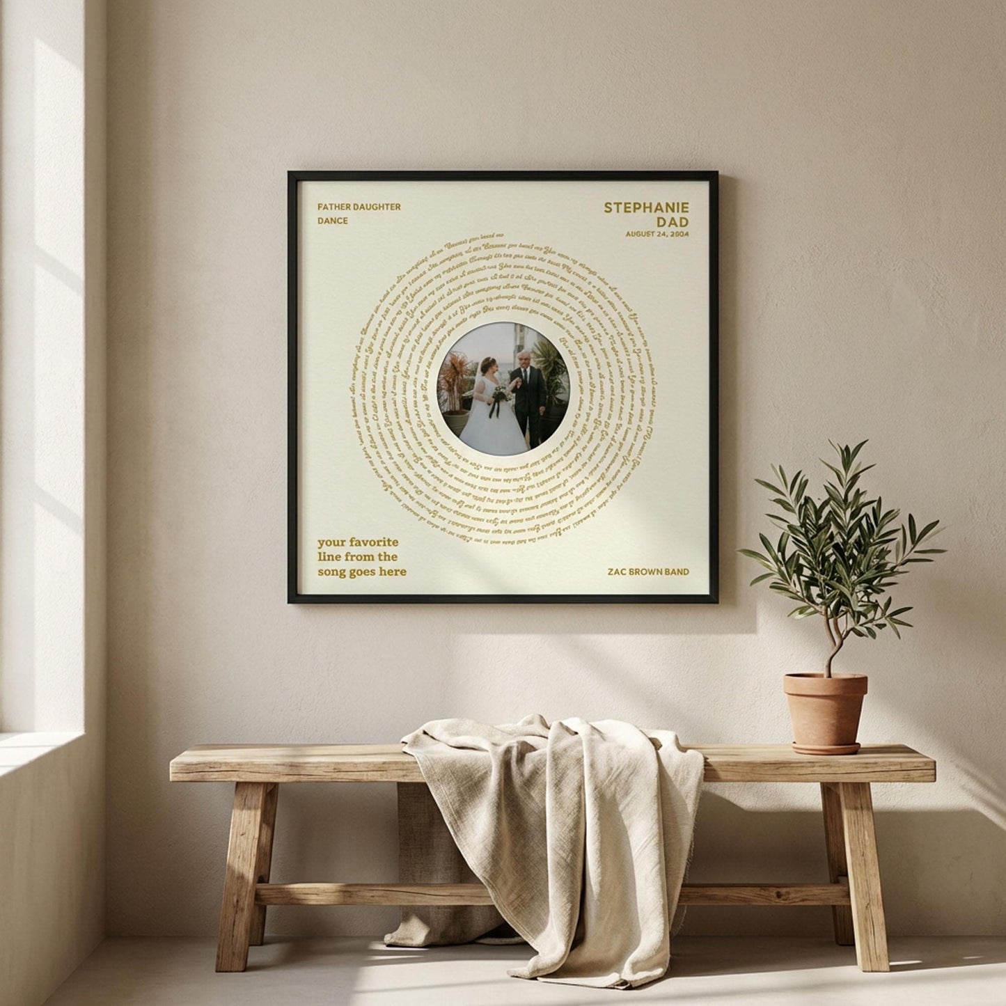 Father Daughter Dance: Wedding Song, Custom Vinyl Lyrics Print for Bride and Christmas Gift