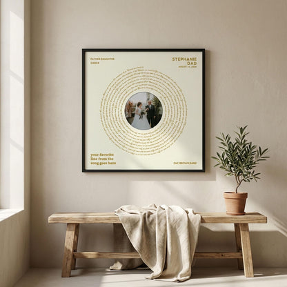Father Daughter Dance: Wedding Song, Custom Vinyl Lyrics Print for Bride and Christmas Gift