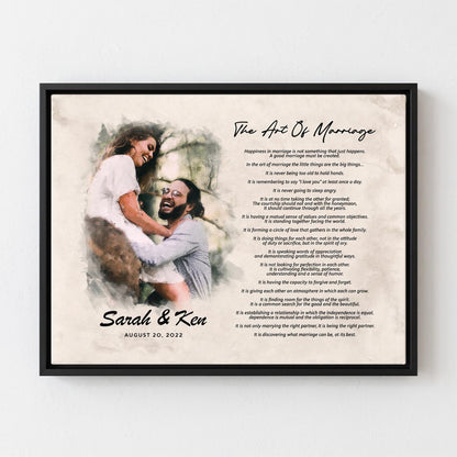 Art of Marriage Poem Print: Personalized Watercolor Couple Art Wedding Anniversary Gift