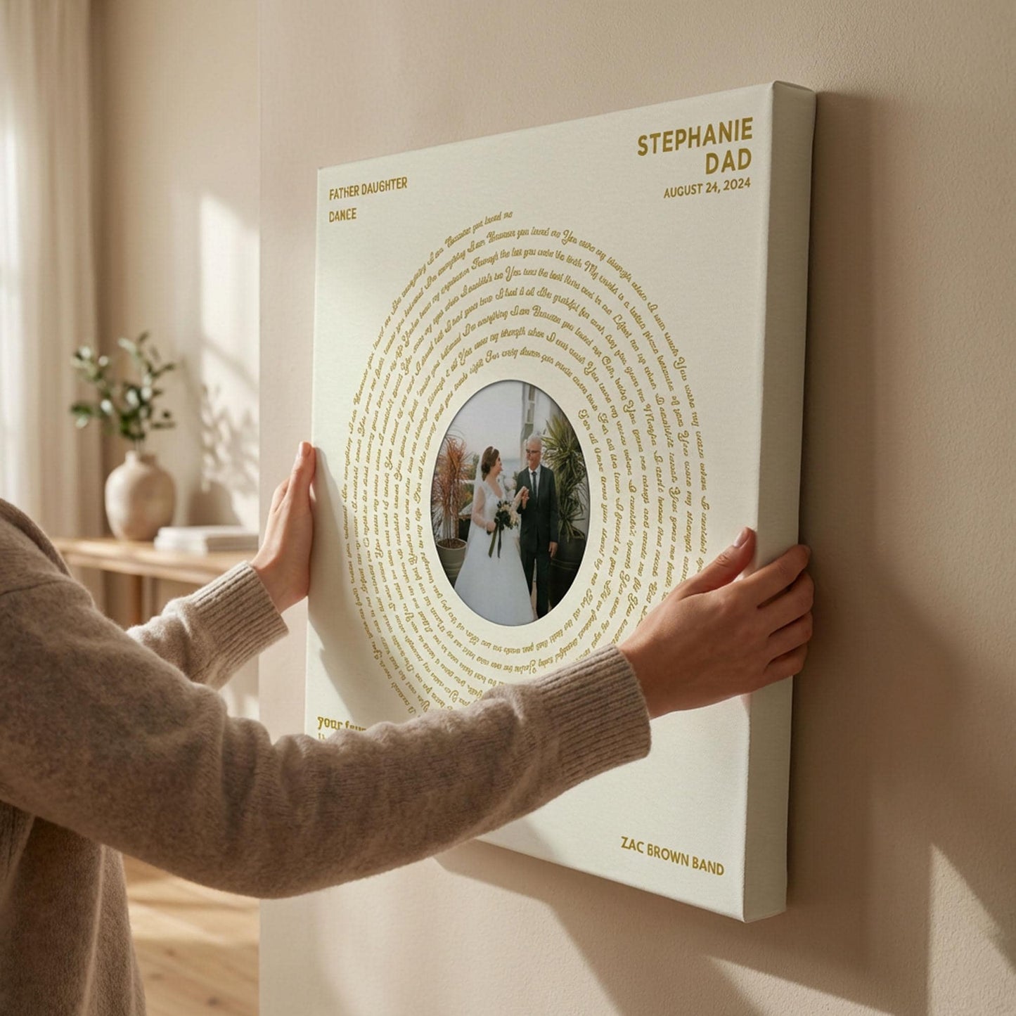 Father Daughter Dance: Wedding Song, Custom Vinyl Lyrics Print for Bride and Christmas Gift