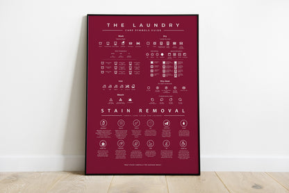 Laundry Room Symbols Sign Guide with Stain Removal Instruction Prints Poster