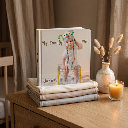Custom 1st Birthday Board Book for Baby | Personalized Family Photo Album