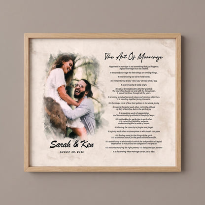 Art of Marriage Poem Print: Personalized Watercolor Couple Art Wedding Anniversary Gift