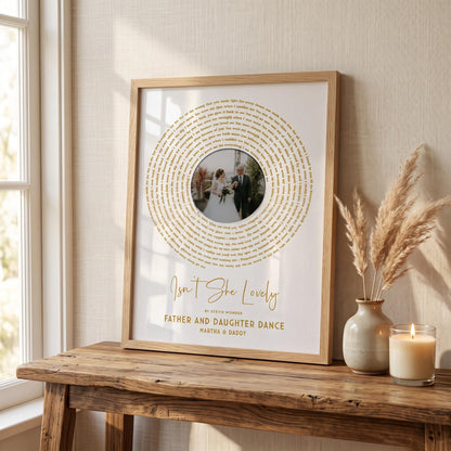 Father of the Bride Gift: Sentimental Song Lyrics Wall Art for Christmas Keepsake