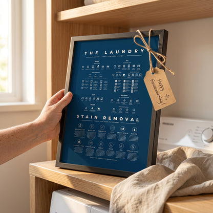 Laundry Room Symbols Sign Guide with Stain Removal Instruction Prints Poster